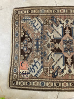 4x6 Muted Tribal Vintage Rug / 4'2 x 5'10 Antique Eagle Kazak (#1200)