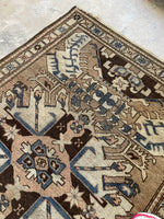 4x6 Muted Tribal Vintage Rug / 4'2 x 5'10 Antique Eagle Kazak (#1200)