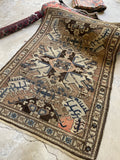4x6 Muted Tribal Vintage Rug / 4'2 x 5'10 Antique Eagle Kazak (#1200)
