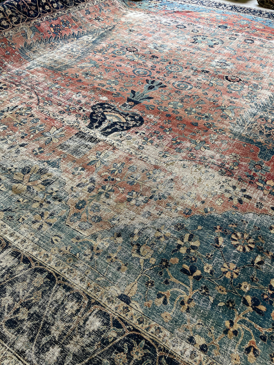 Large Antique Rug 14x16 Antique Persian Rug #1269ML / 14x16 vintage Rug – Blue Parakeet Rugs
