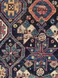 19th Century Worn Square Handmade Wool Rug  / 4'9 x 5'5 Worn Antique Persian Afshar Rug #3948