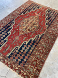 Antique Persian Rug / 4'5 x 5'9 Mazlaghan Persian Rug #1193