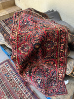 Antique Persian Scatter Rug / 2x4 Sarouk Rug #4172