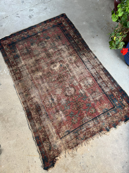 Pursion Rug Worn 4x6 Worn Persian Rug / Small Vintage Persian Rug – Blue Parakeet Rugs