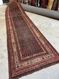 Antique Persian Runner / 4' x 16'4 Persian Malayer #4346