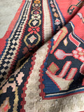 Antique Turkish Kilim Runner / 4x10 Flat Weave Rug #3565ML