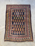 Small Antique Tribal Rug / 3'5 x 4'9 Antique Caucasian Rug #4355