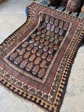 Small Antique Tribal Rug / 3'5 x 4'9 Antique Caucasian Rug #4355