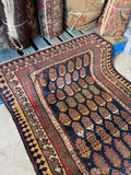 Small Antique Tribal Rug / 3'5 x 4'9 Antique Caucasian Rug #4355