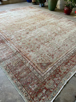 Worn Persian Rug / 9'5 x 12'8 Persian Mahal #3367