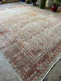 Worn Persian Rug / 9'5 x 12'8 Persian Mahal #3367