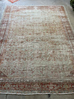 Worn Persian Rug / 9'5 x 12'8 Persian Mahal #3367