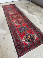 Persian Vintage Runner / 3x11 Antique Heriz Runner #4186