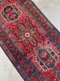 Persian Vintage Runner / 3x11 Antique Heriz Runner #4186