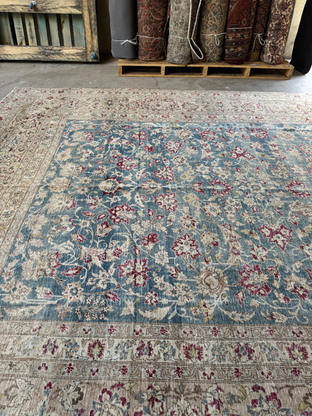 Large Muted Vintage Persian Rug / 9'8 x 12'4 Antique Persian Tabriz Rug #4190
