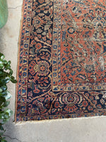 9x12 Worn Floral Persian Rug #3378