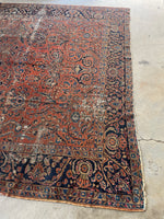 9x12 Worn Floral Persian Rug #3378