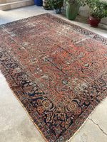 9x12 Worn Floral Persian Rug #3378