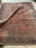 9x12 Worn Floral Persian Rug #3378