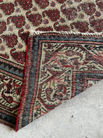 Ivory ground Persian rug featuring protective motifs and traditional botehs

