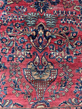 9x11 Antique Persian Rose Red Sarouk Rug