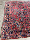 9x11 Antique Persian Rose Red Sarouk Rug #3245
