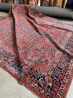 9x11 Antique Persian Rose Red Sarouk Rug #3245