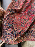 9x11 Antique Persian Rose Red Sarouk Rug #3245
