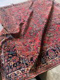 9x11 Antique Persian Rose Red Sarouk Rug #3245