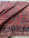9x11 Antique Persian Rose Red Sarouk Rug #3245
