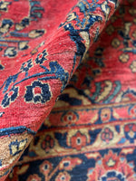 9x11 Antique Persian Rose Red Sarouk Rug #3245