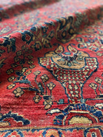 9x11 Antique Persian Rose Red Sarouk Rug #3245