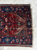 Antique Persian Rug / 3'7 x 6'3 Worn Vintage Kurdish Tribal Wool Rug #3624