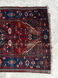 Antique Persian Rug / 3'7 x 6'3 Worn Vintage Kurdish Tribal Wool Rug #3624