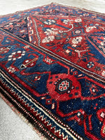 Antique Persian Rug / 3'7 x 6'3 Worn Vintage Kurdish Tribal Wool Rug #3624