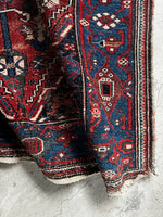 Vintage Kurdish wool rug from Northwest Persia with poled medallion and geometric motifs, 3'3 x 6'4

