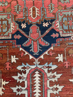 Antique Persian Heriz Serapi Rug with Rust / 9'9 x 11'8 Persian Rug #3848