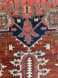 Antique Persian Heriz Serapi Rug with Rust / 9'9 x 11'8 Persian Rug #3848