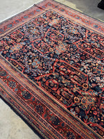 Large Navy Blue Persian Rug / 8'8 x 12' Antique Persian Mustafi Mahal #3768