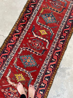 3'3 x 9'4 Antique Karabagh runner #2348ML - Blue Parakeet Rugs