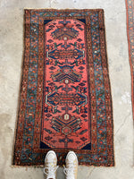 Small Antique Persian Rug / 2'9 x 5' Persian Malayer Rug #3118