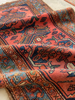 Small Antique Persian Rug / 2'9 x 5' Persian Malayer Rug #3118