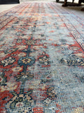 Distressed Persian Runner / 3'5 x 13'9 Worn Runner #4373
