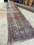Distressed Persian Runner / 3'5 x 13'9 Worn Runner #4373