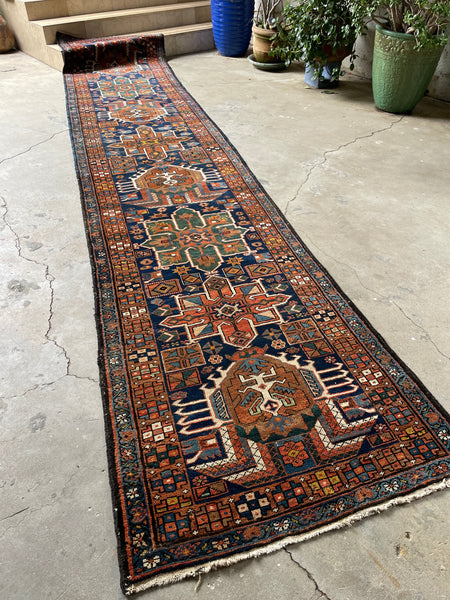 15 Foot Persian Runner / 3'2 x 15'3 Heriz Runner #3412ML