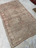 Muted Vintage Rug / 3'6 x 5'9 Antique Caucasian Rug #3125ML