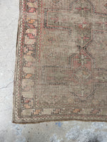 Muted Vintage Rug / 3'6 x 5'9 Antique Caucasian Rug #3125ML