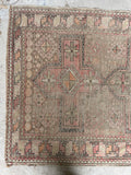 Muted Vintage Rug / 3'6 x 5'9 Antique Caucasian Rug #3125ML