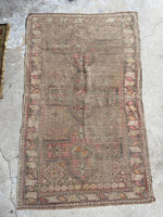 Muted Vintage Rug / 3'6 x 5'9 Antique Caucasian Rug #3125ML