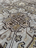 8x11 Neutral Vintage Rug / Neutral Large Vintage Heriz Rug #3774